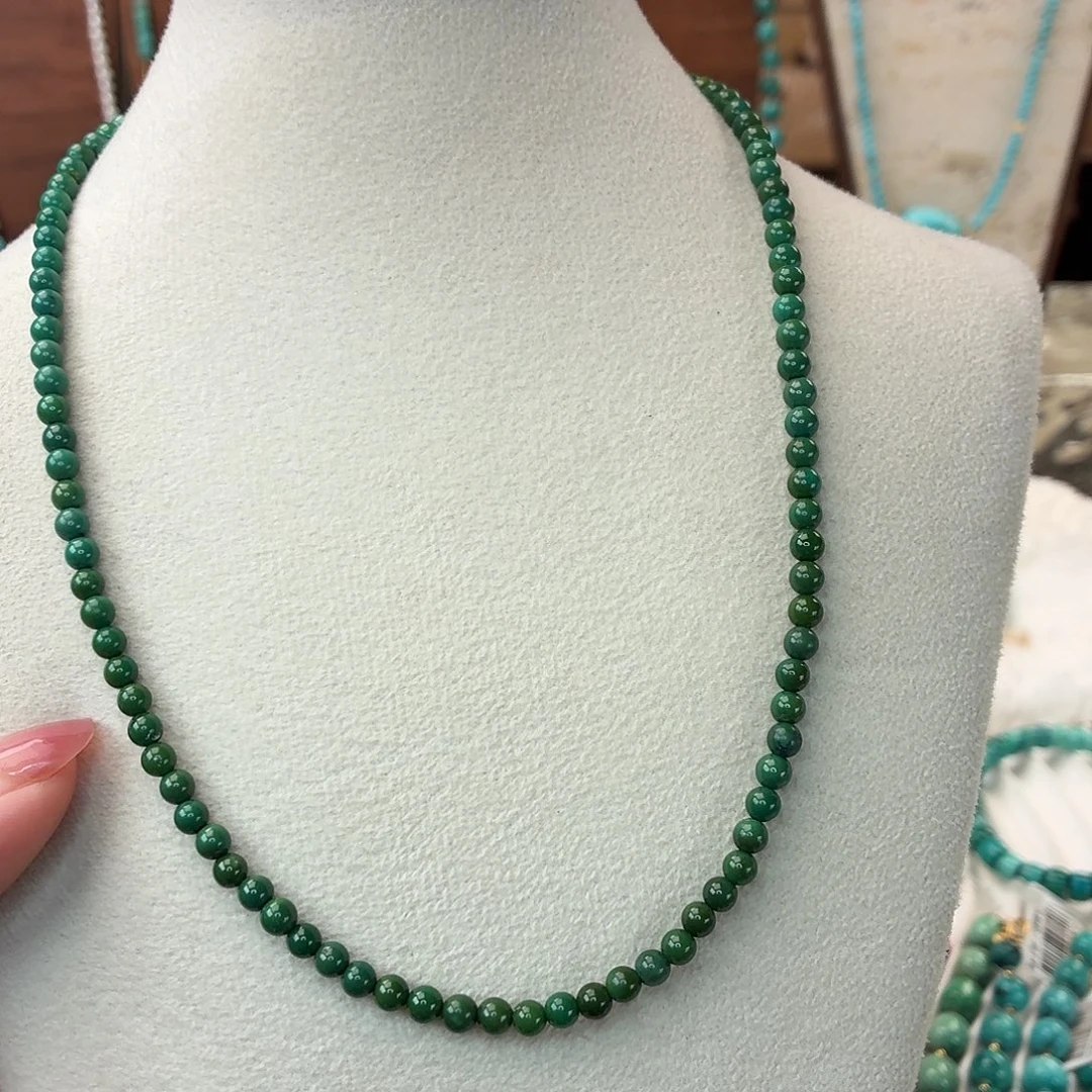 绿松石银S925镀金镶嵌颈饰