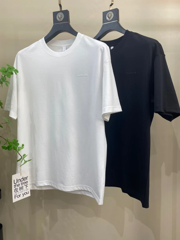 夏季圆领刺绣短袖纯色潮T恤上衣男士白色男款设计师经典 90912