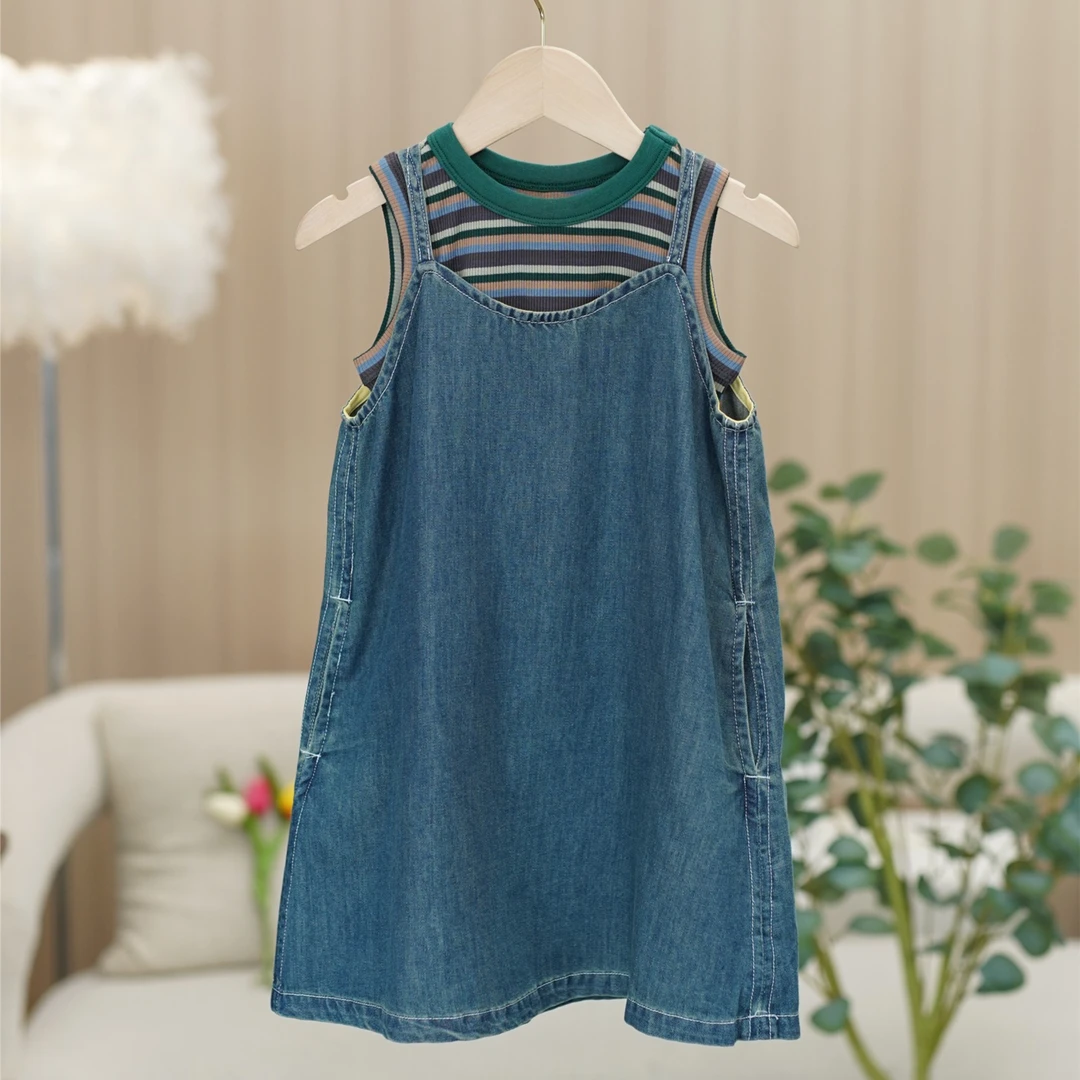 女童2025夏新款洋气无袖休闲连衣内搭女宝宝时髦学院风时尚套