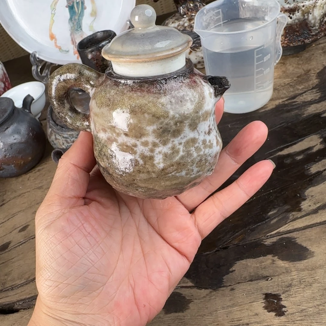 瓷片放漏志野柴烧水墨壶