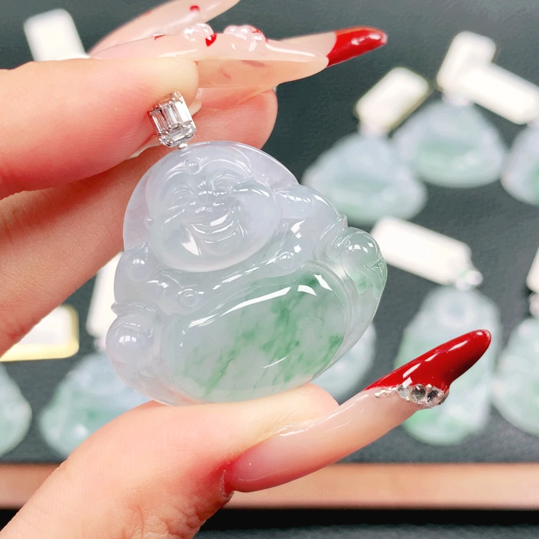 翡翠18K金镶嵌吊坠(不含链)