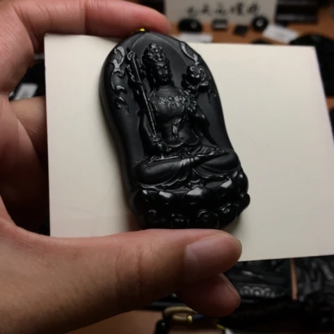 天然缅甸a货钢琴黑挂件