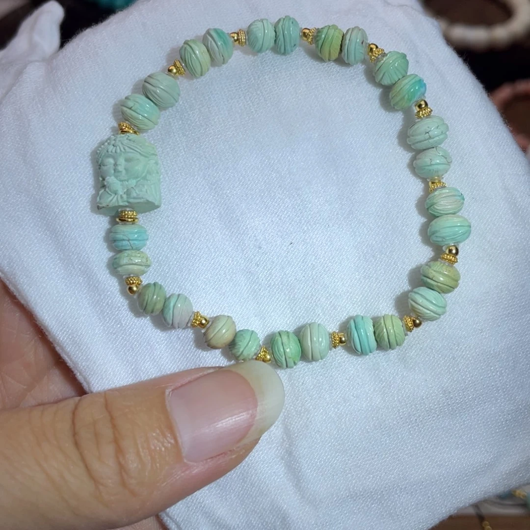 银S925镶嵌绿松石手链k**a