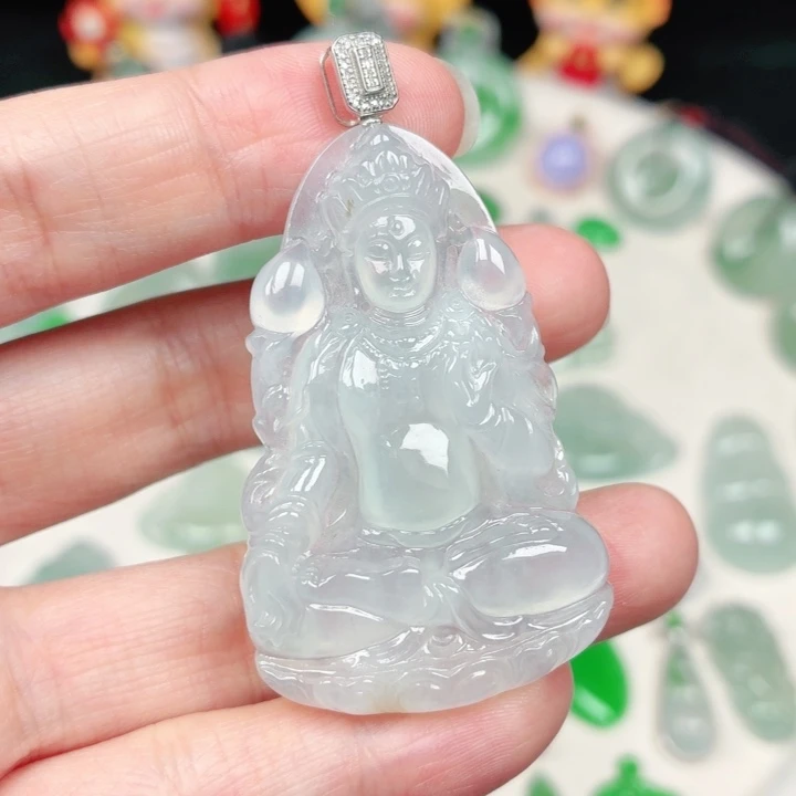 颈饰18K金镶嵌翡翠缅甸天然A货翡翠