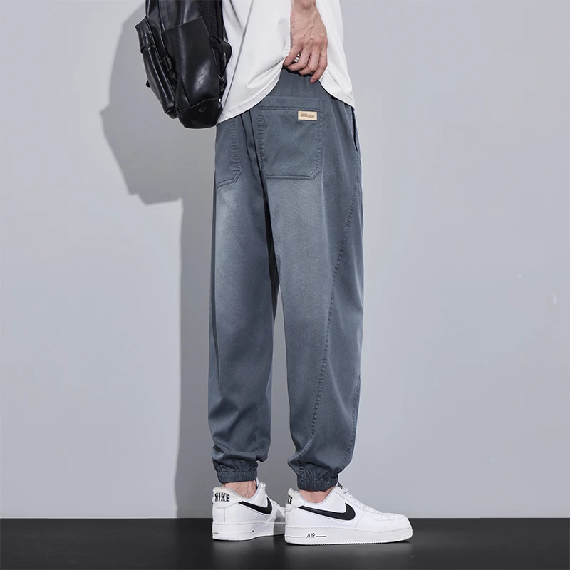 莱赛尔天丝束脚休闲裤男士2025夏季薄款美式潮牌宽松百搭休闲长裤