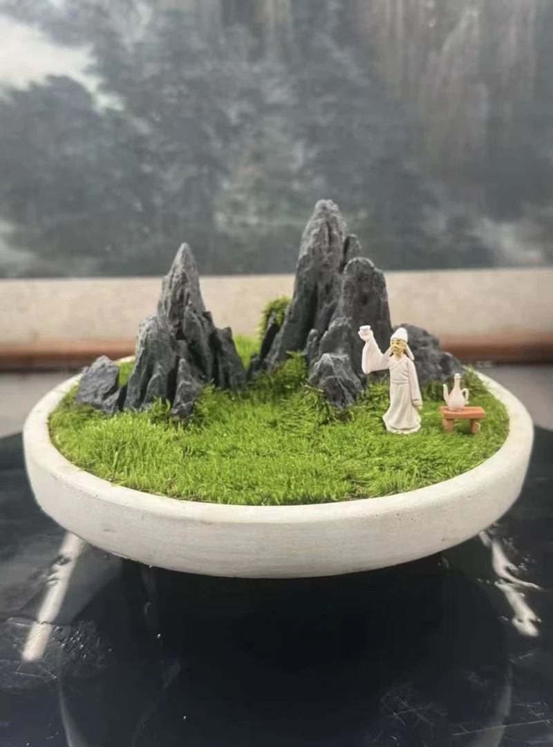 0001长17cm宽9cm高9cm青龙石山峰复刻仿石假山水族鱼缸小鱼缸造景