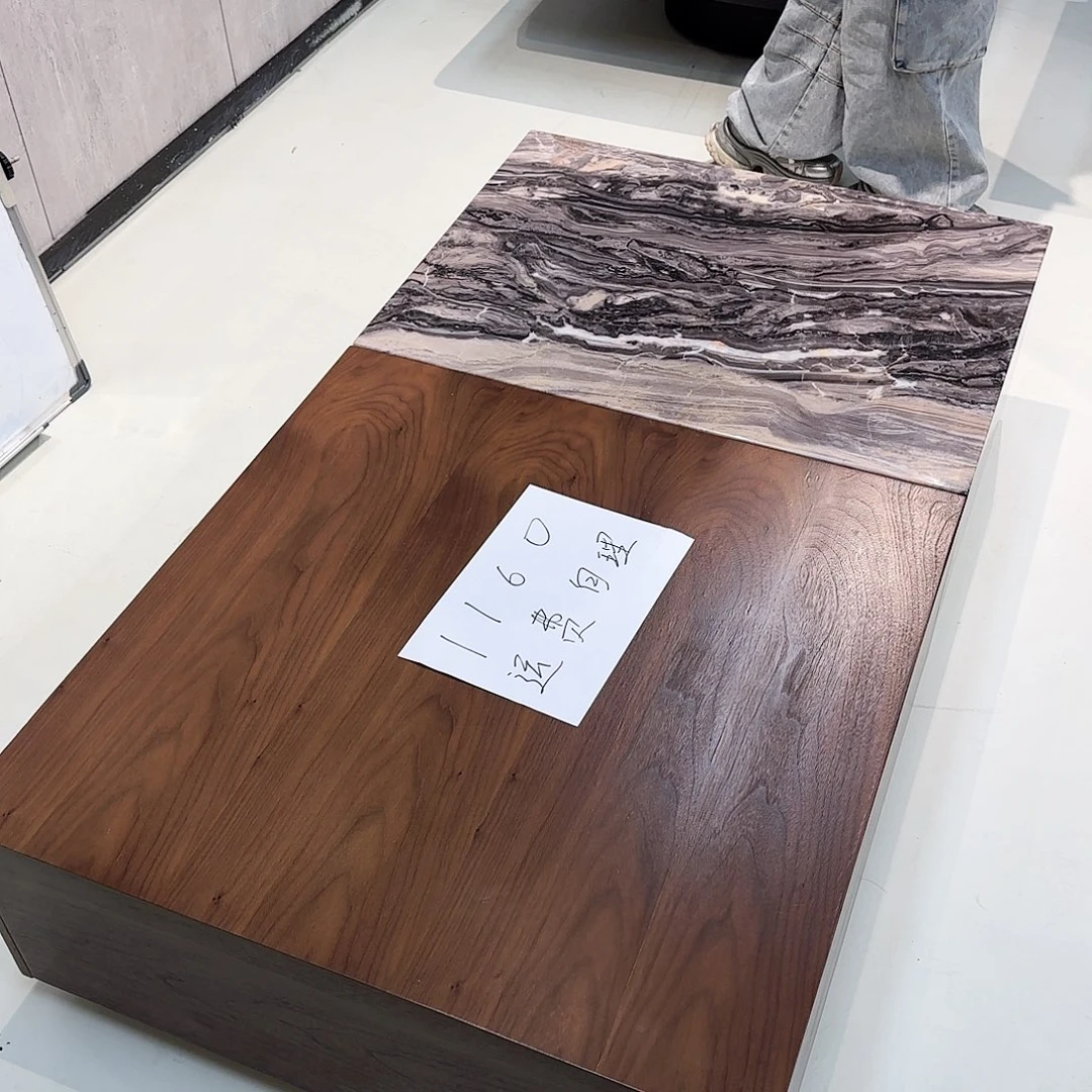 大理石落地烟熏木带双抽 运费自理