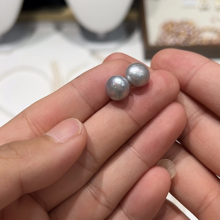 @***n淡水珍珠耳饰银S925镶嵌