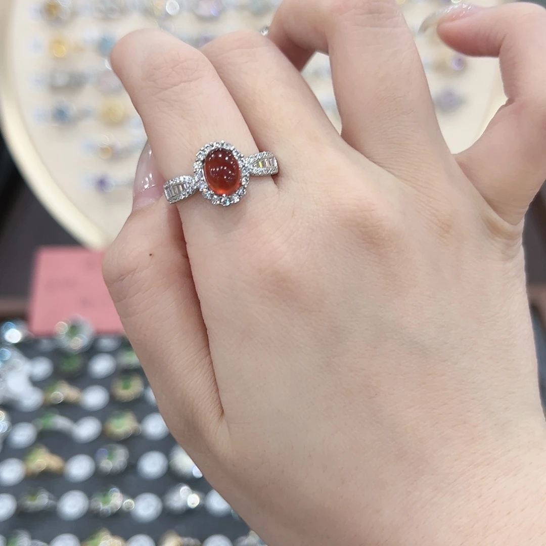 蛇纹石玉戒指银S925镶嵌夭*.