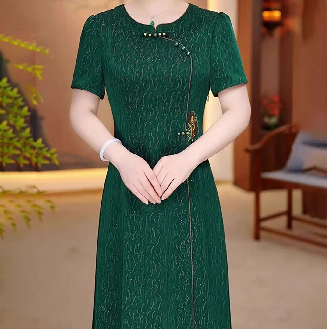 F570 新中式国风改良旗袍连衣裙2025新款女夏高端修身时尚
