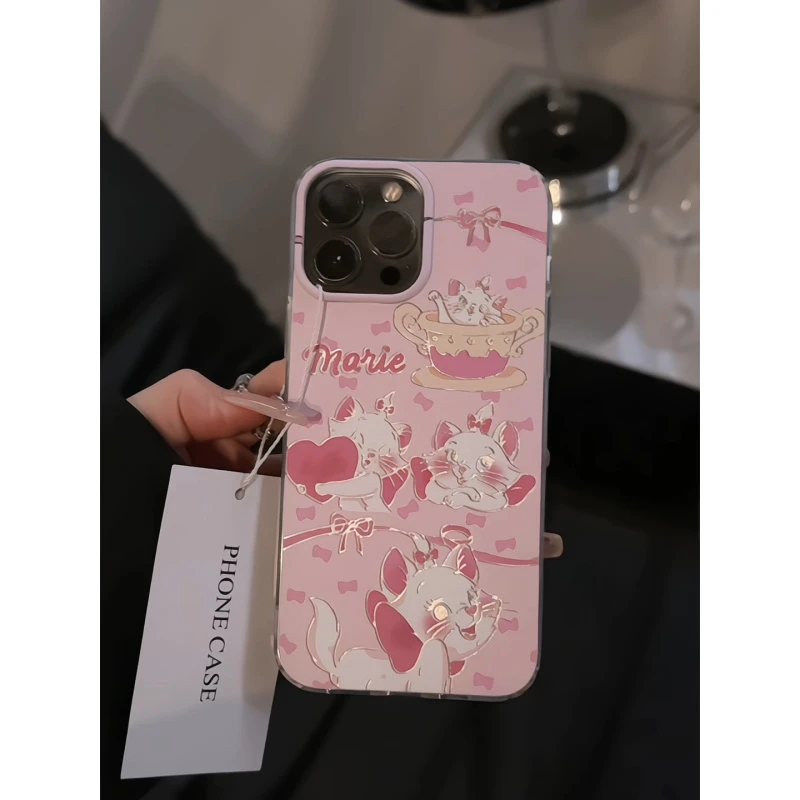 适用苹果16pro创意iPhone15pro手机壳imd羽纱ins蝴蝶结丝带玛丽猫