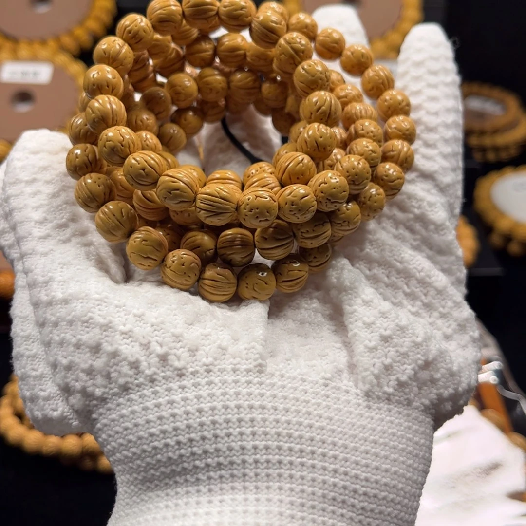 1***8手串桃核川上出品小尺寸金豆108
