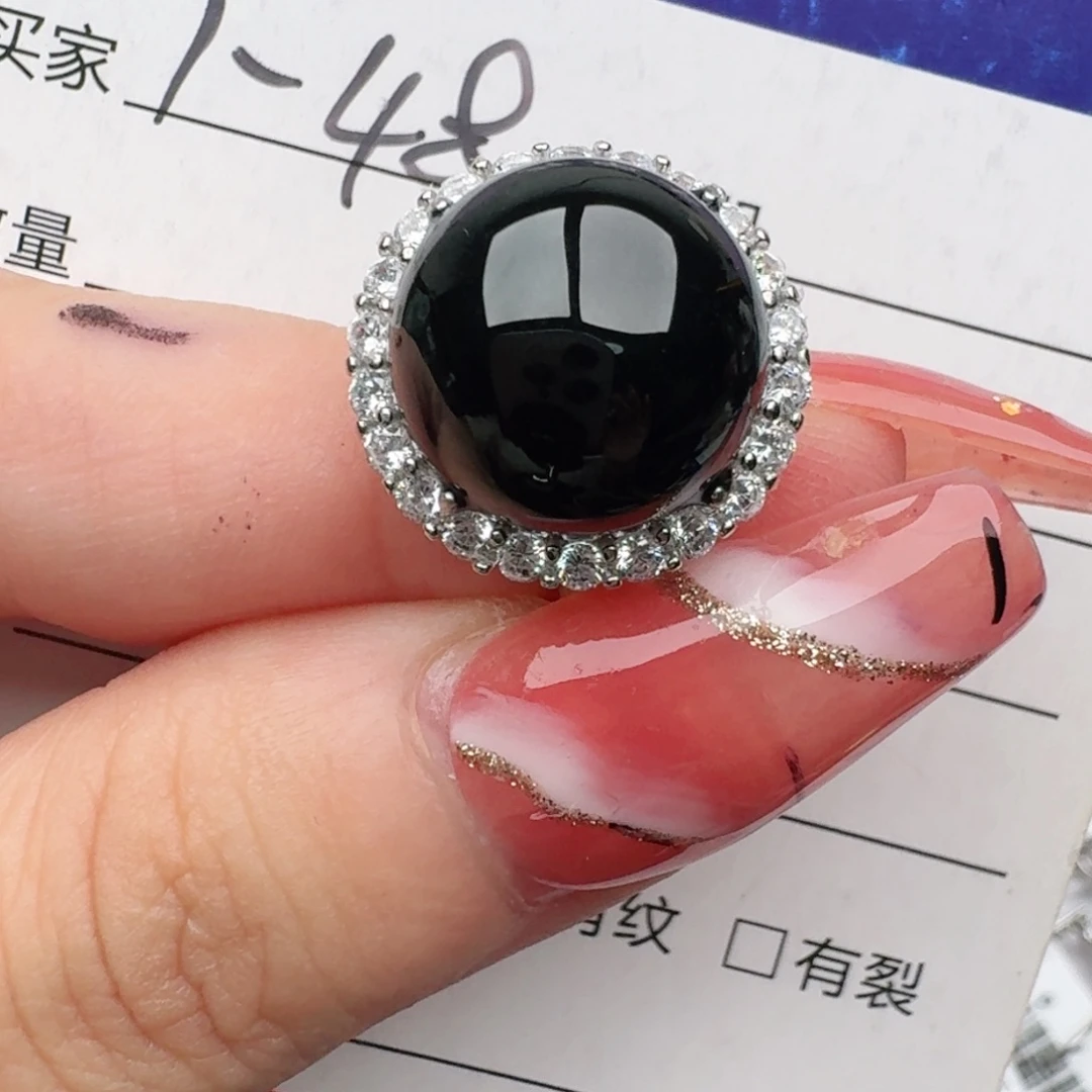 翡翠戒指银S925镶嵌8888