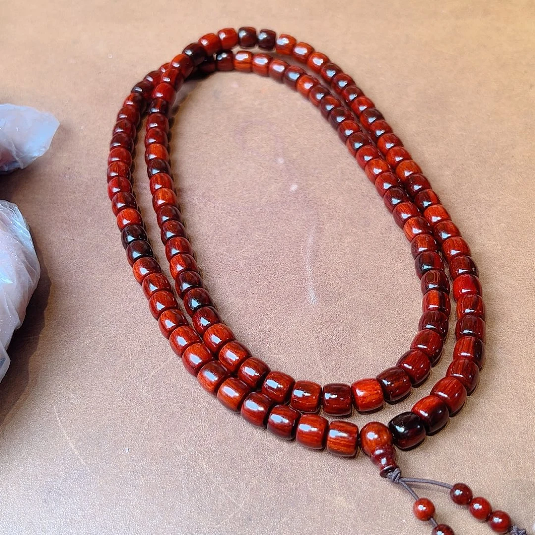 手串/手链小叶紫檀78琴料火焰纹顶泥108颗