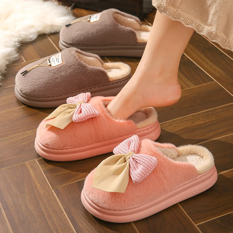 【买一送一】居家女生防水棉拖鞋加绒加厚简约情侣男拖鞋