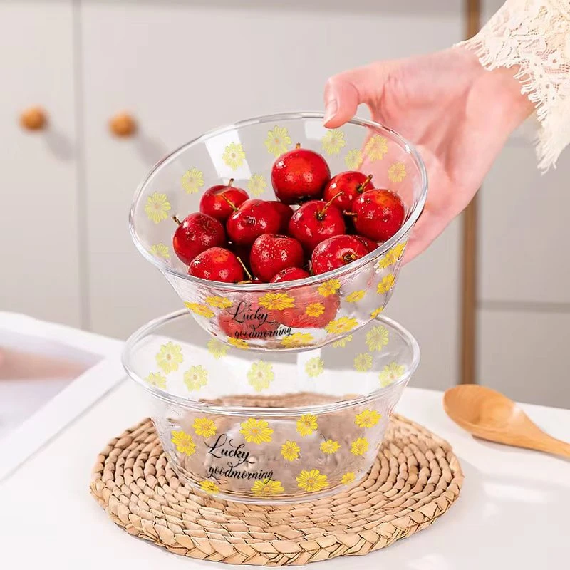 【两只装】雏菊系列850ml玻璃大碗家用米饭碗汤碗水果沙拉碗