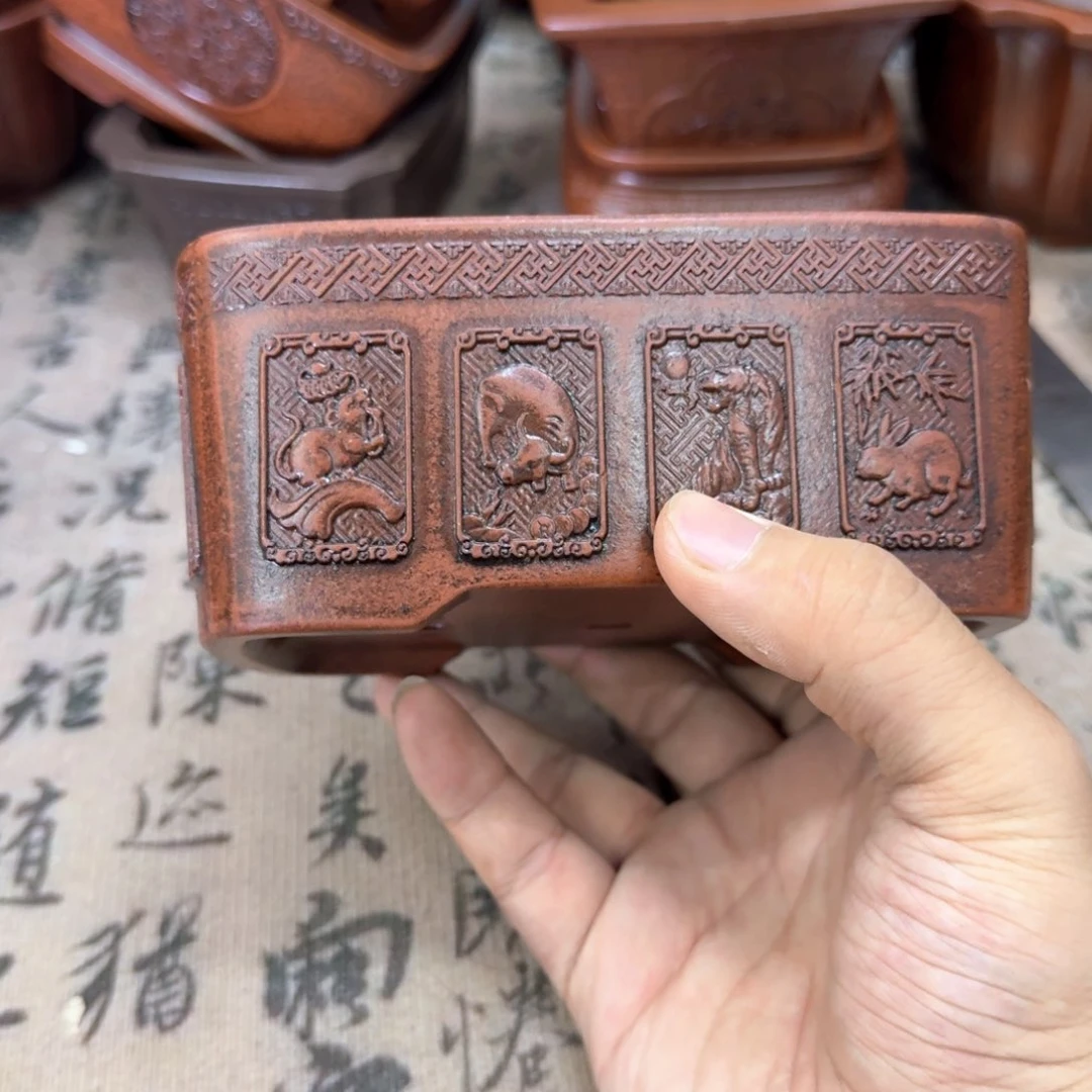 紫砂花盆13.5x9.5x5.5内经紫砂花盆