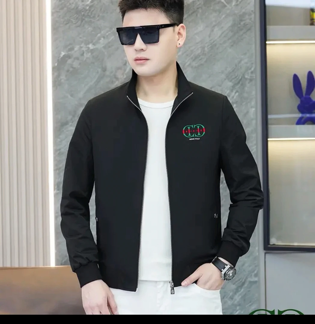 2025男士春季新款时尚潮流帅气修身立领刺绣夹克休闲百搭男装外套