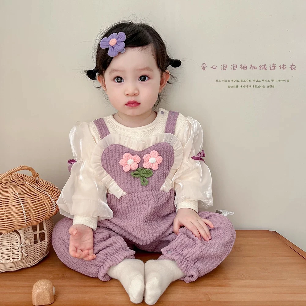 新生婴儿衣服春秋连体衣长袖花朵公主哈衣超萌洋气外出服春装爬服