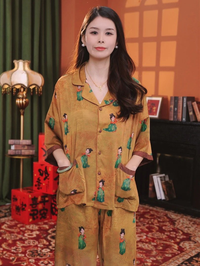 【短袖】时尚女士宽松印花舒适提花家居服春夏BYR