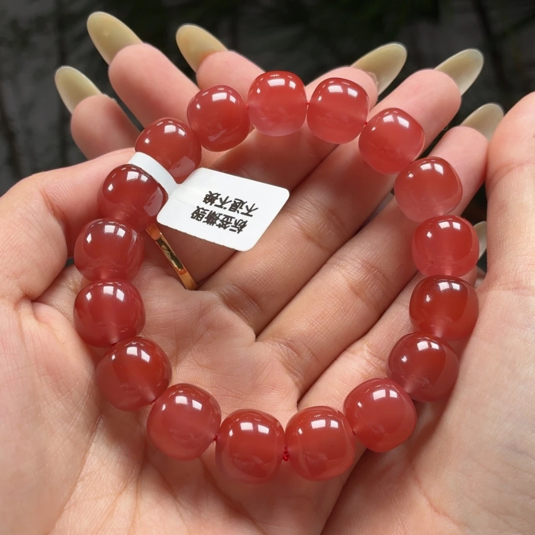 未镶嵌手串南红玛瑙原矿保山南红大黑洞水红手串卡12+