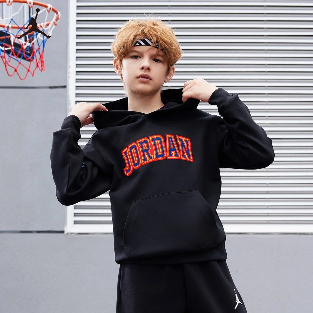 AIR JORDAN秋冬季休闲时尚童装卫衣男童宽松长袖潮流连帽卫衣C776