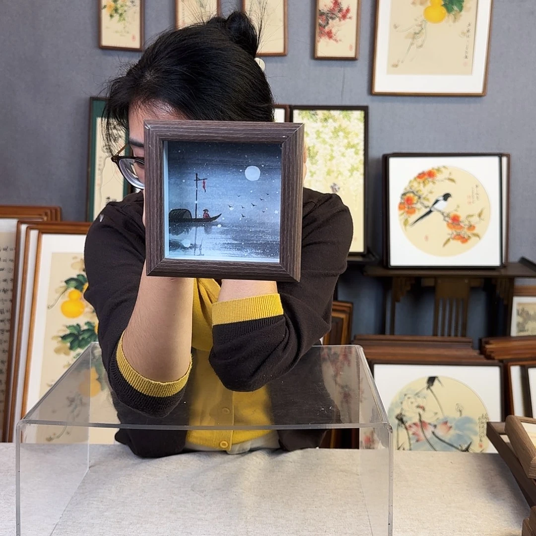 国画手绘带框尺寸：12*12