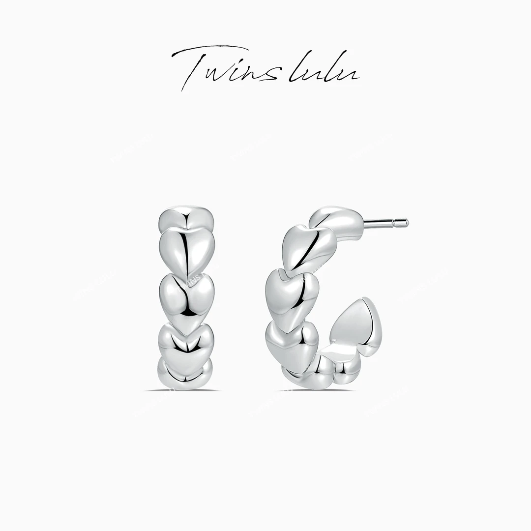 TWINS LULU 流光风秋上新简约休闲百搭时尚圈圈爱心耳环TSL1267