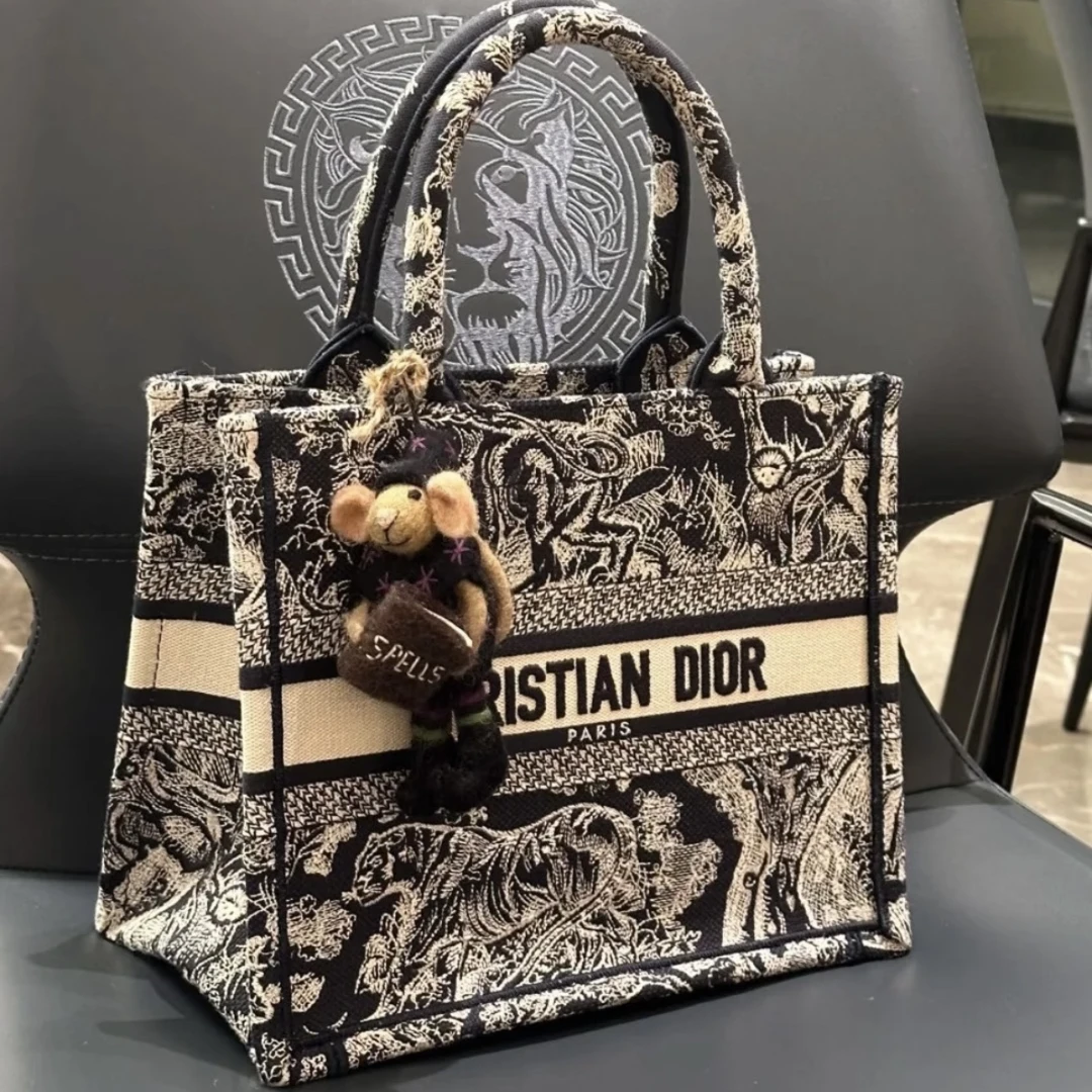 99新 DIOR/迪奥 Dior黑色动物园小号tote 25050033-03
