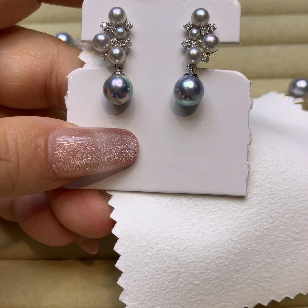 银S925镶嵌耳饰海水珍珠