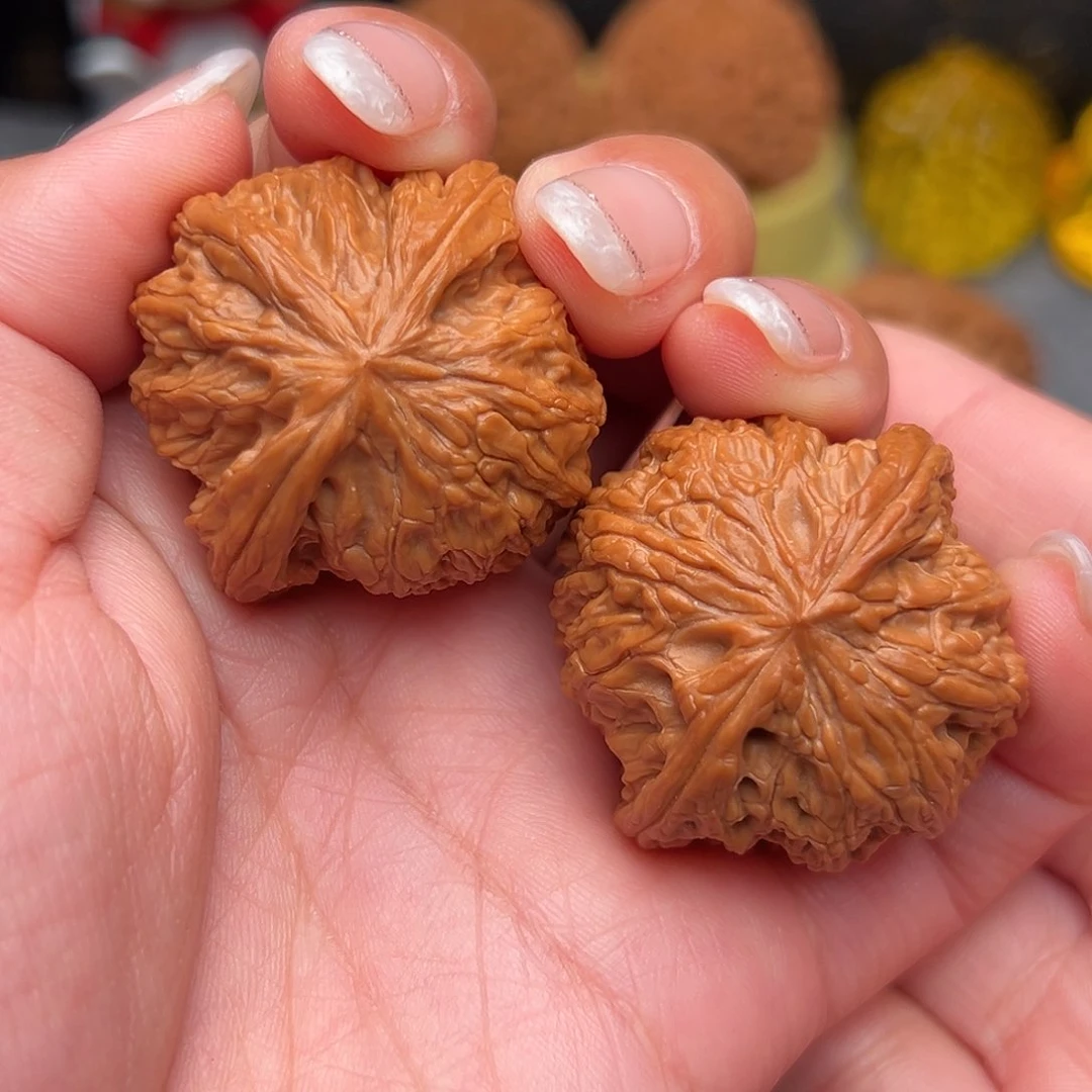 把件文玩核桃红皮山地石子磨38全品