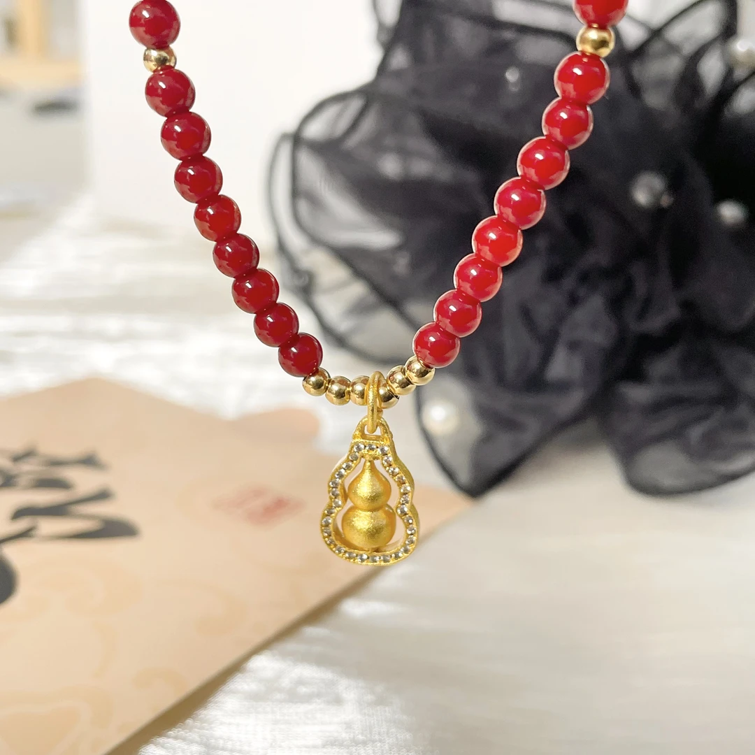 合金玻璃手链 新疆包邮-SP5112#红色葫芦手串