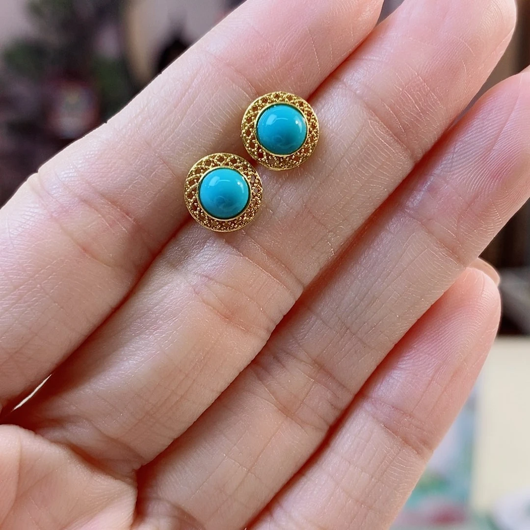 绿松石18K金镶嵌珠宝奇石