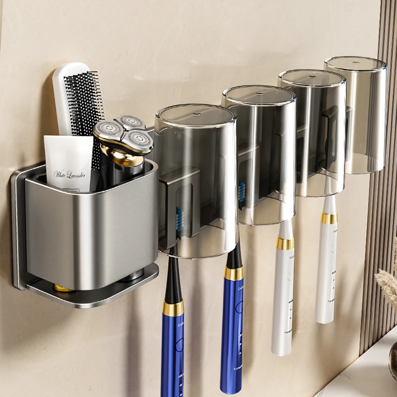 百悍电动牙刷置物架免打孔卫生间壁挂式吹风机支架漱口杯架子牙膏