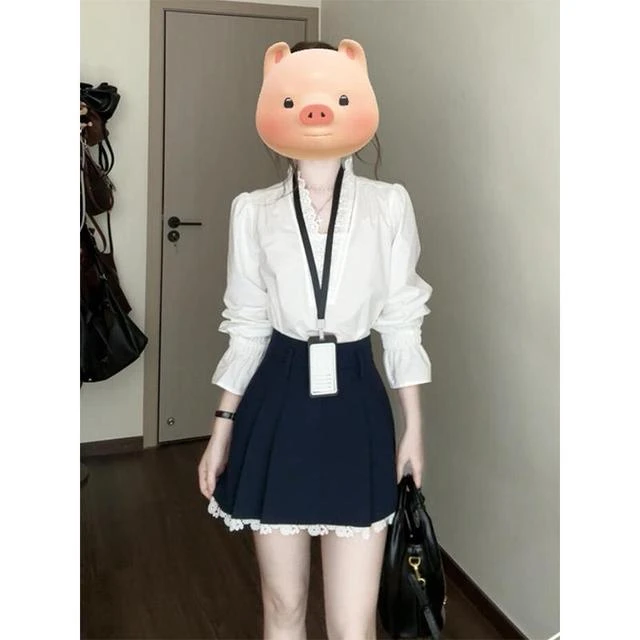 白色衬衫套装连衣裙子女2025新款春夏季小个子韩系穿搭别致超好看