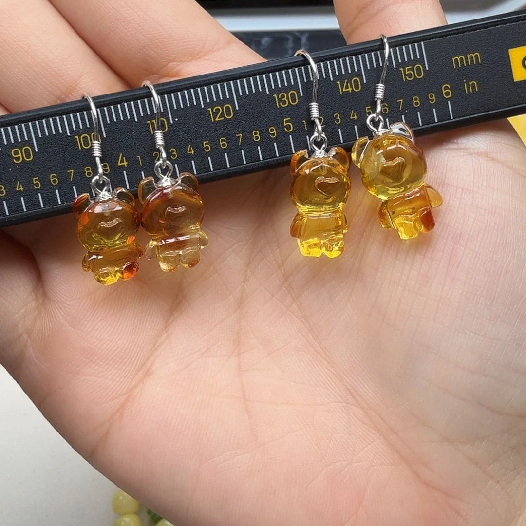 裸石琥珀银S925镶嵌你好