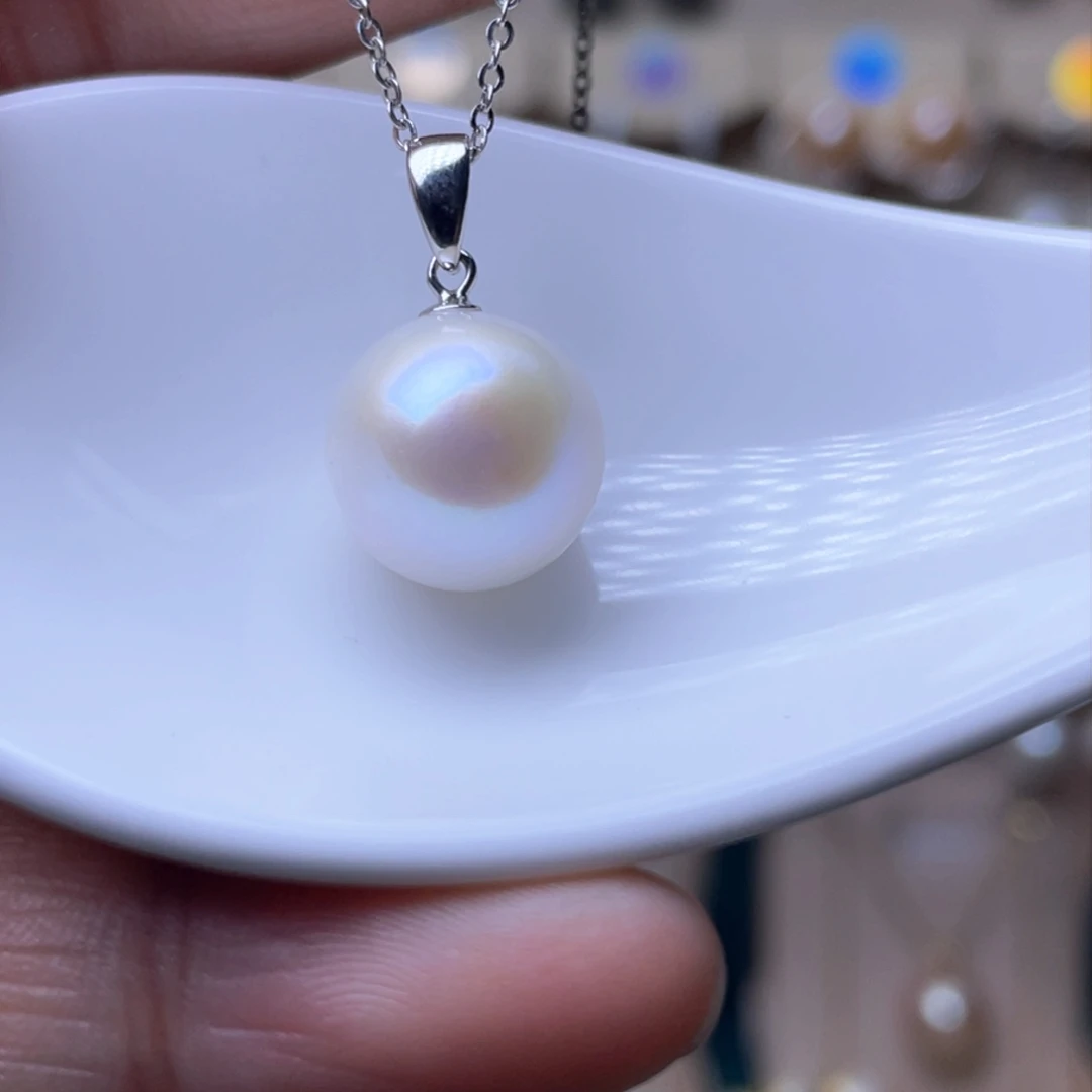 淡水珍珠吊坠银S925镶嵌