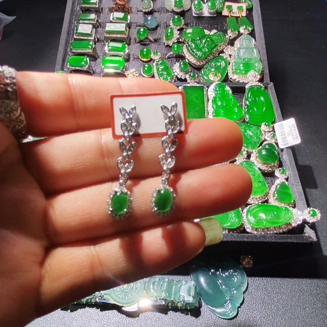 翡翠未镶嵌耳饰A货翡翠11