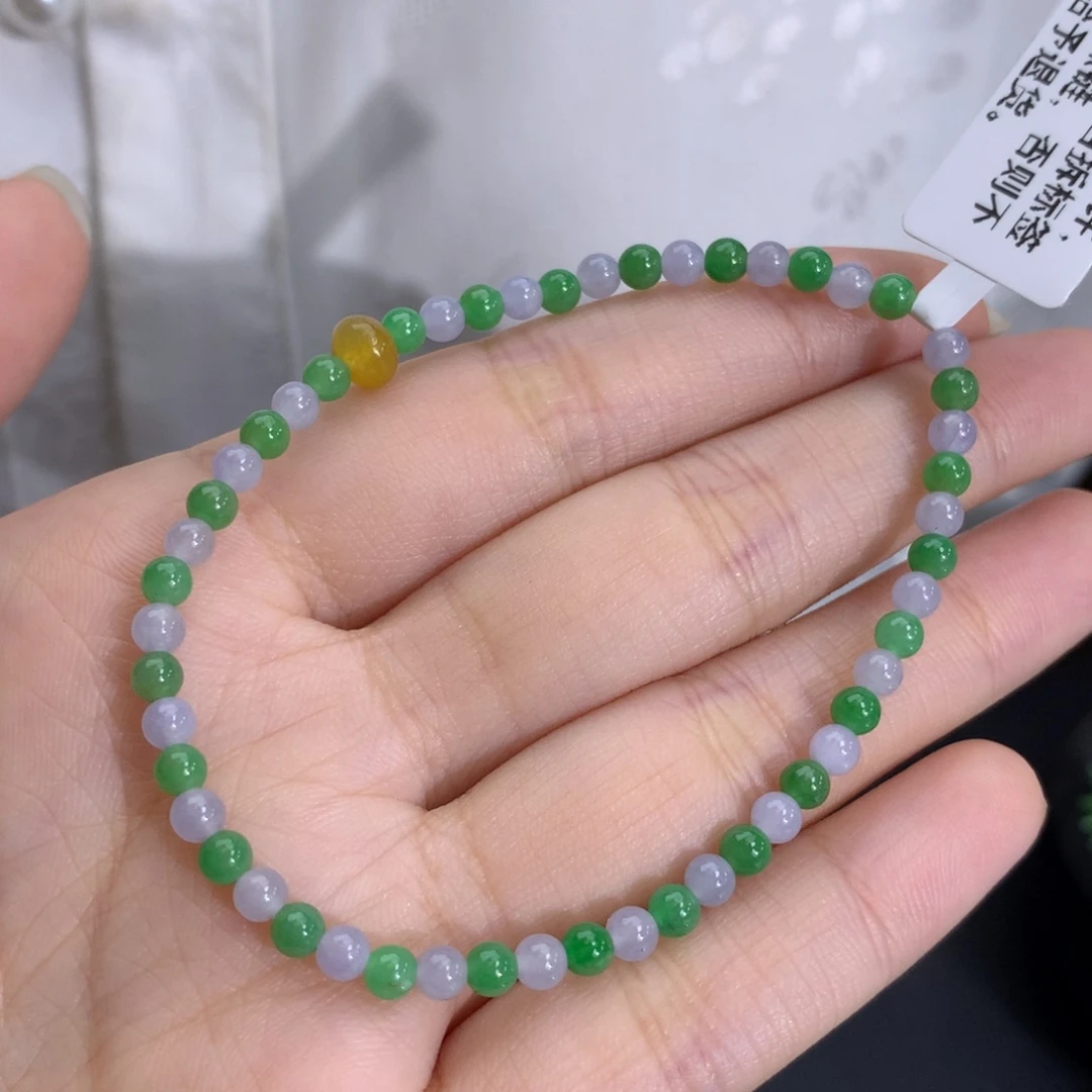 翡翠未镶嵌手串卡3.5双彩