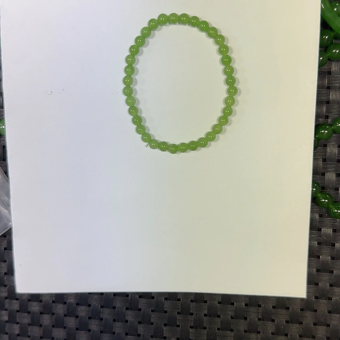 和田玉（碧玉）未镶嵌手链乌兰乌德5mm苹果绿单圈