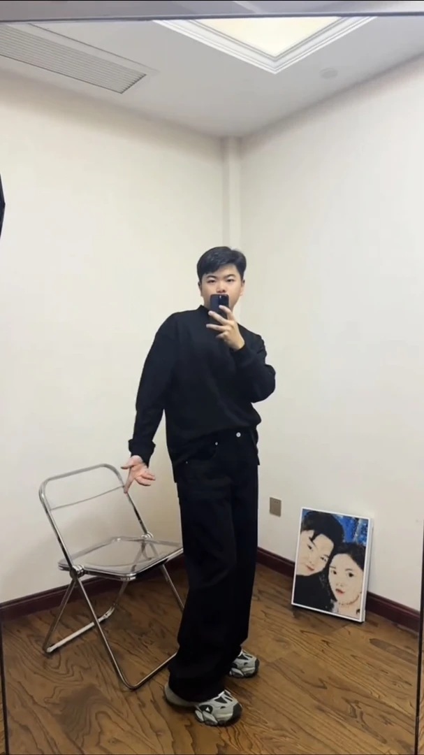 男士黑色牛仔裤显瘦时尚百搭加绒加厚潮流冬季阔腿拖地宽松休闲裤