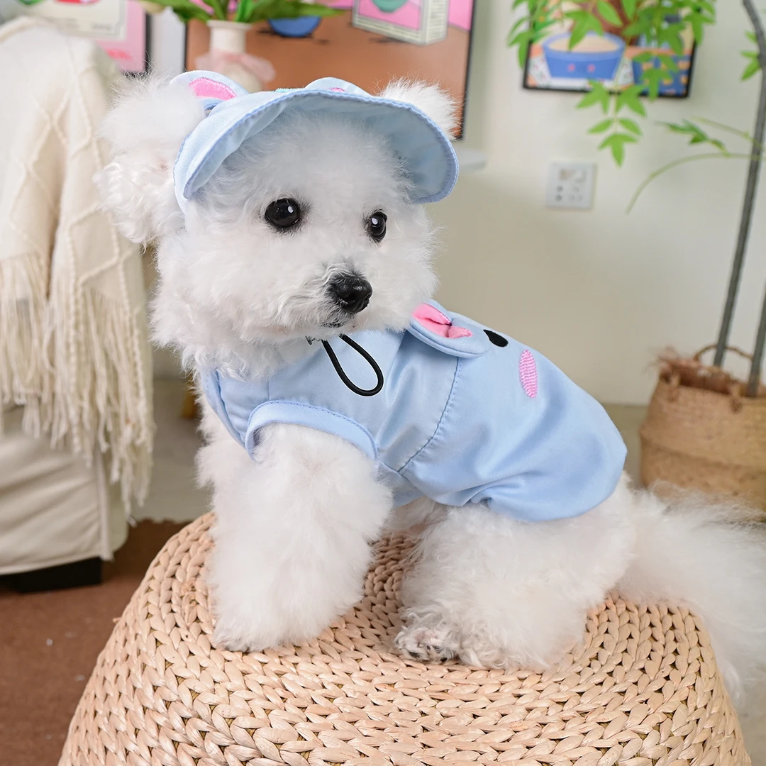 PETCIRCLE/宠物圈狗狗春夏薄款卡通花苞背心+帽子组合泰迪比熊衣