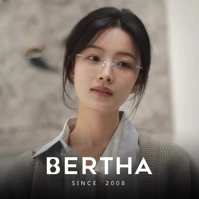 【免费配度数】Bertha无框眼镜银丝近视镜女高级感时尚纯欲防蓝光zb
