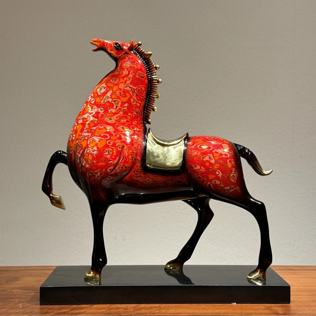 大漆马铜摆件马到成功将军马办公室客厅个性装饰品乔迁开业礼品