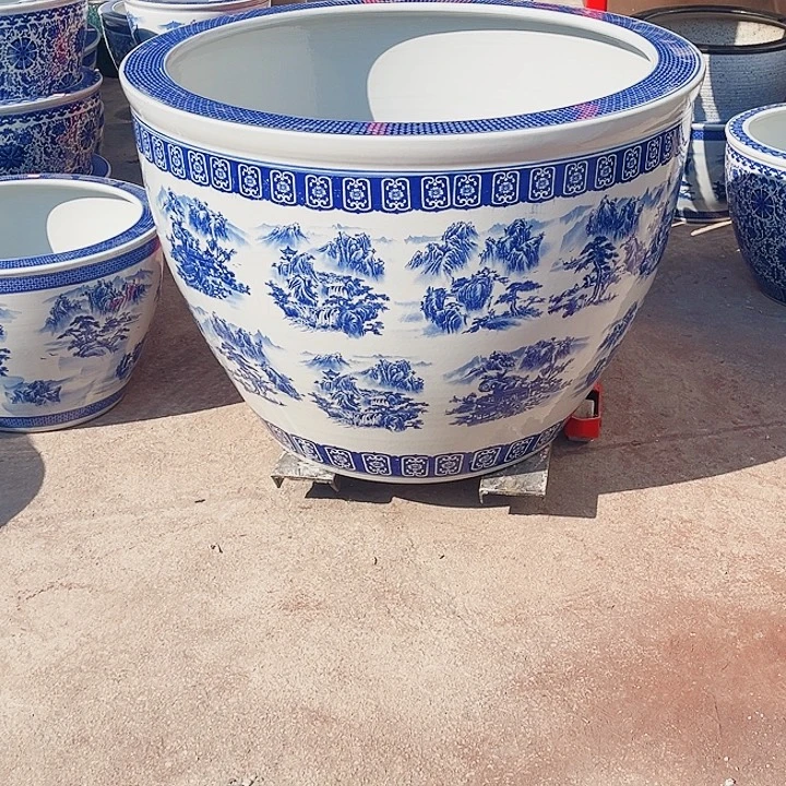 景德镇陶瓷鱼缸艺术直径90厘米