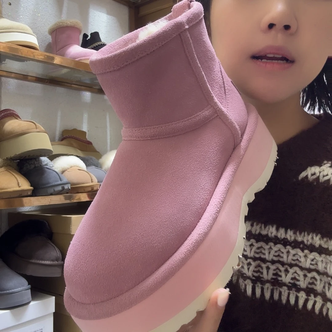 36码厚底粉色雪地靴
