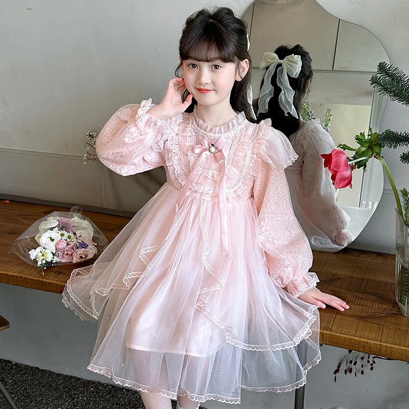 女童公主裙2025新款春装儿童洋气时髦蓬蓬纱连衣裙小女孩春秋裙子