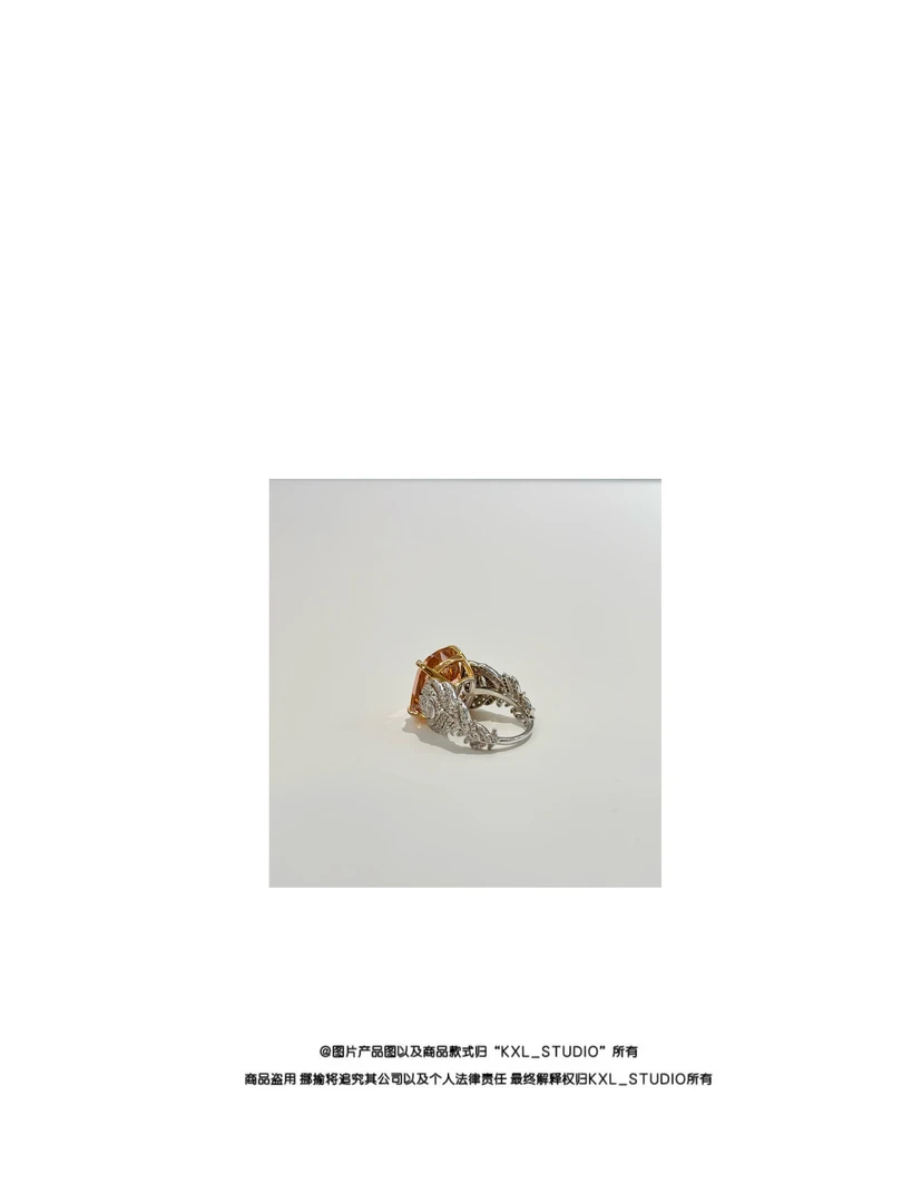 铜合金锆石戒指  KXL-STUDIO 高碳钻摩根宝家雀羽之境戒指53036