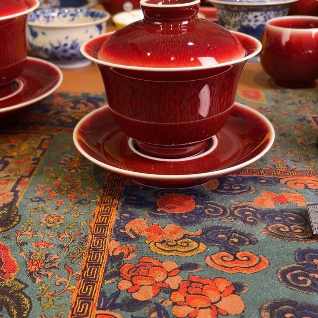 吨**乐清欢雅玩原矿郎红福利小元宝盖碗