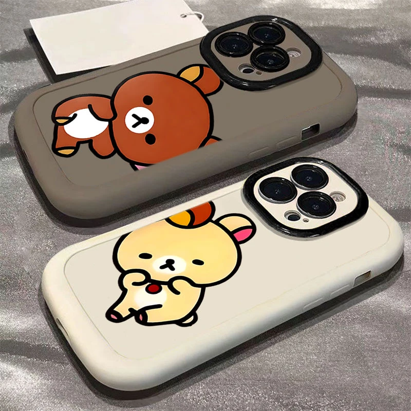 碰头轻松熊适用iphone16promax苹果1514手机壳泡芙13p12/11软